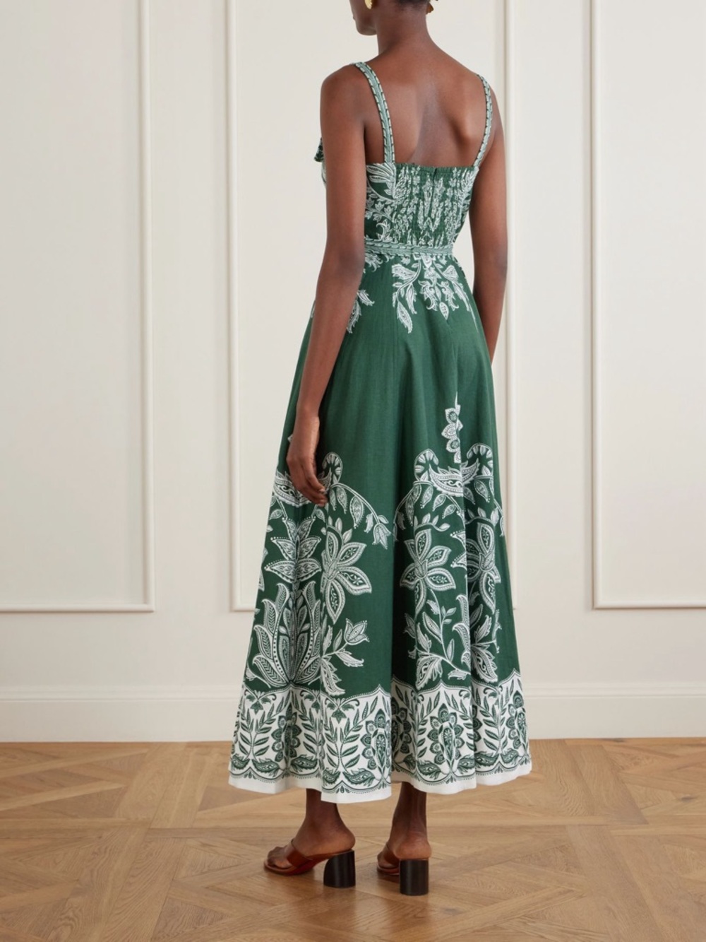FARM Rio Miranda belted printed linen-blend maxi dress Size Medium NWT - Picture 14 of 16